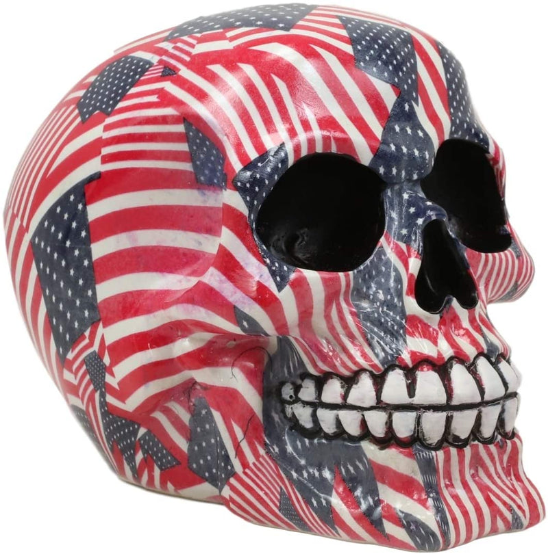 Ebros Day Of The Dead Patriotic Liberty USA Flags Tattoo Sugar Skull Statue