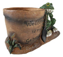 Ebros Green Frog Toad With Shovel And 'Welcome To My Garden' Planter Pot Figurine 10"L