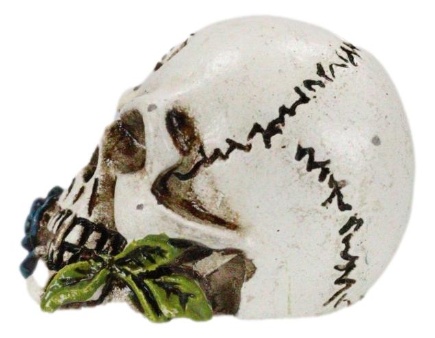 Gothic Tango Vampire Skull Biting Black Rose Stalk Mini Dark Alchemy Figurine