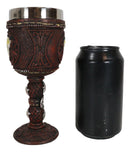 Western Cow Skull Western Stars Floral Scroll Faux Tooled Leather Wine Goblet