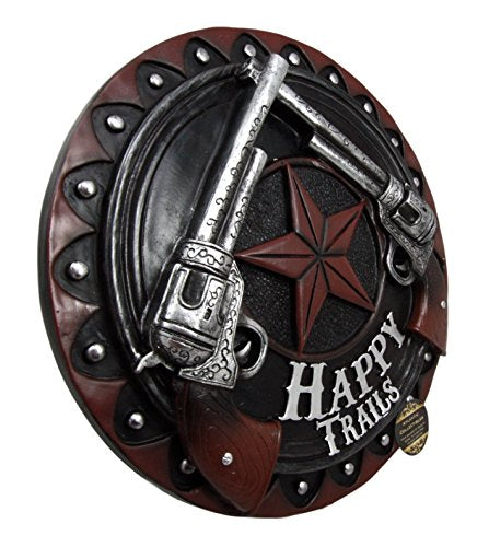 Ebros Gift Wild Western Dual Revolver Six Shooter Gun Happy Trails Wall Plaque Decor Figurine 11.75"D - Ebros Gift