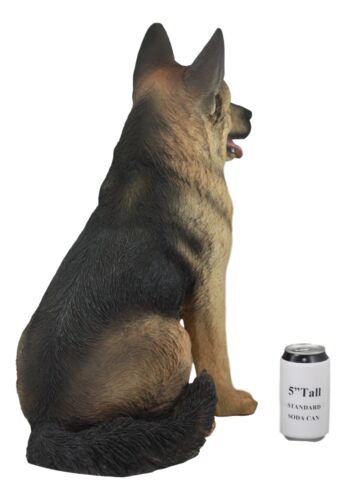 Large Lifelike Realistic German Shepherd Dog Statue With Glass Eyes 21.25"H