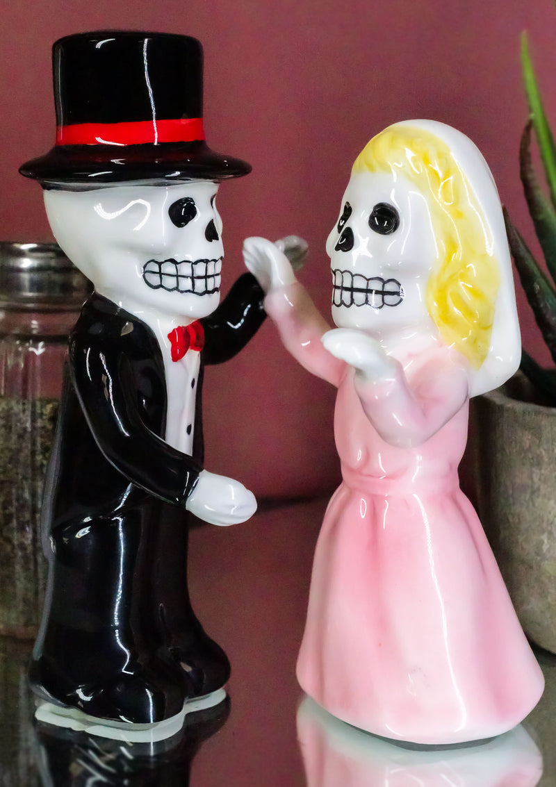 Ebros Dias De Los Muertos Wedding Waltz Dance Sugar Skulls Ceramic Salt Pepper Shakers