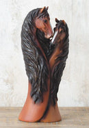Rustic Western Country Heart Double Chestnut Horses Decorative Floral Vase