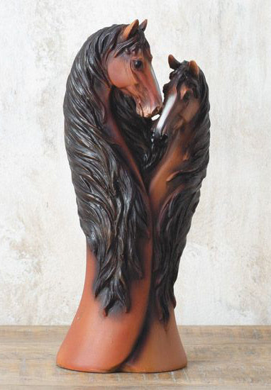 Rustic Western Country Heart Double Chestnut Horses Decorative Floral Vase