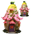 Mini Enchanted Fairy Garden Trumpet Lily Cottage Light Up House W/ Door Figurine