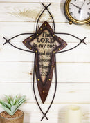 Western The Lord is My Rock Ichthys Greek Fish Christ Metal Wire Wall Cross