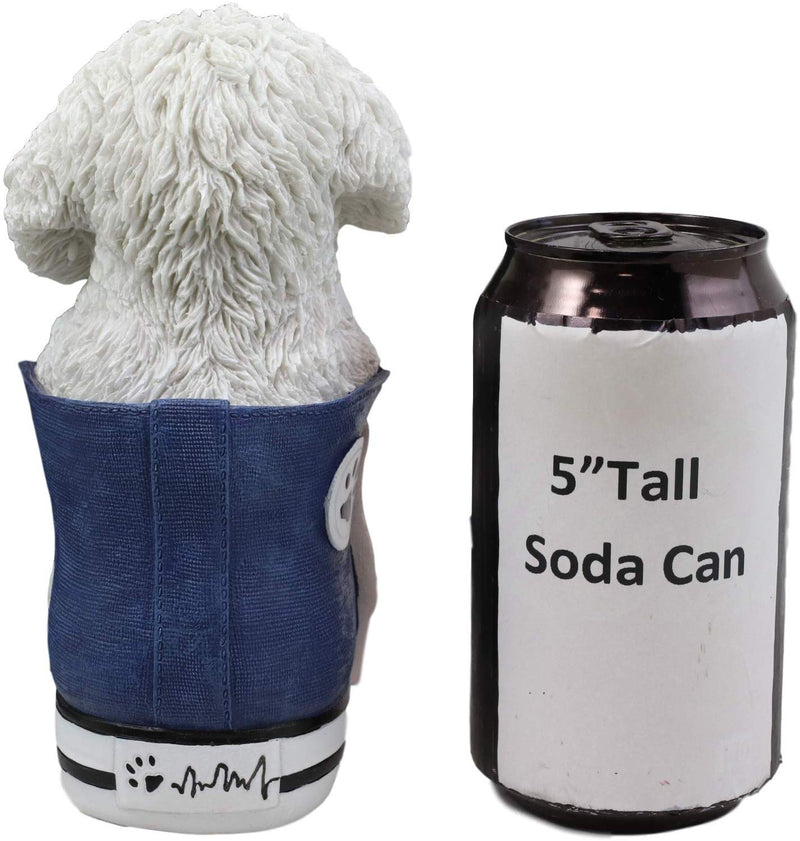 Ebros 'Paw-Star' Pups Puppy Bichon Frise Dog in Sneaker with Glass Eyes Figurine