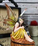 Ebros Gift Fall Fairy Figurine Red Oak Leaf Autumn Garden Faerie Fantasy Sculpture 5.5"H