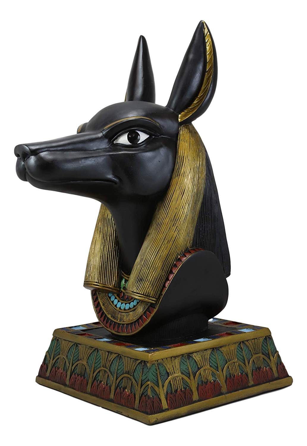 Black and Gold Large Ancient Egyptian God of The Dead Anubis Bust Statue 17.75"H