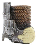 Western Cowboy Pistol Revolver Braided Ropes Barrel Stationery Pen Holder Decor