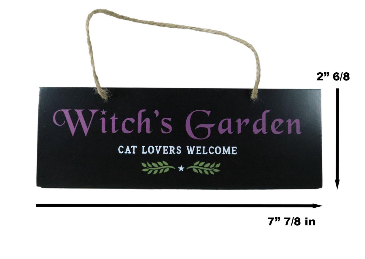Halloween Witchraft Wicca Witch's Garden Cat Lovers Welcome MDF Wood Wall Sign
