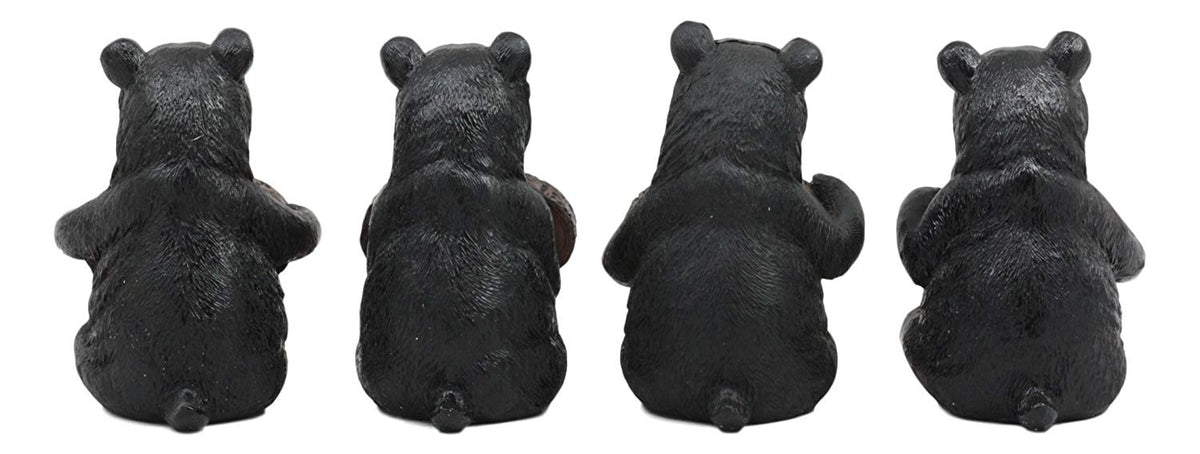 Ebros Set of 4 Inspirational Bears Statues Whimsical Cute Black Bear Holding Love Believe Faith and Hope Sign Plaque Small Figurines Western Decor Rustic Nature Lovers - Ebros Gift