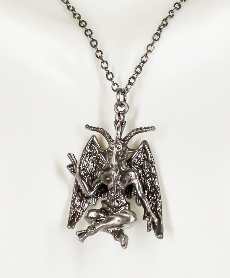 Ebros Gift Sabbatic Baphomet Satan with Pentagram Necklace Pendant with Chain