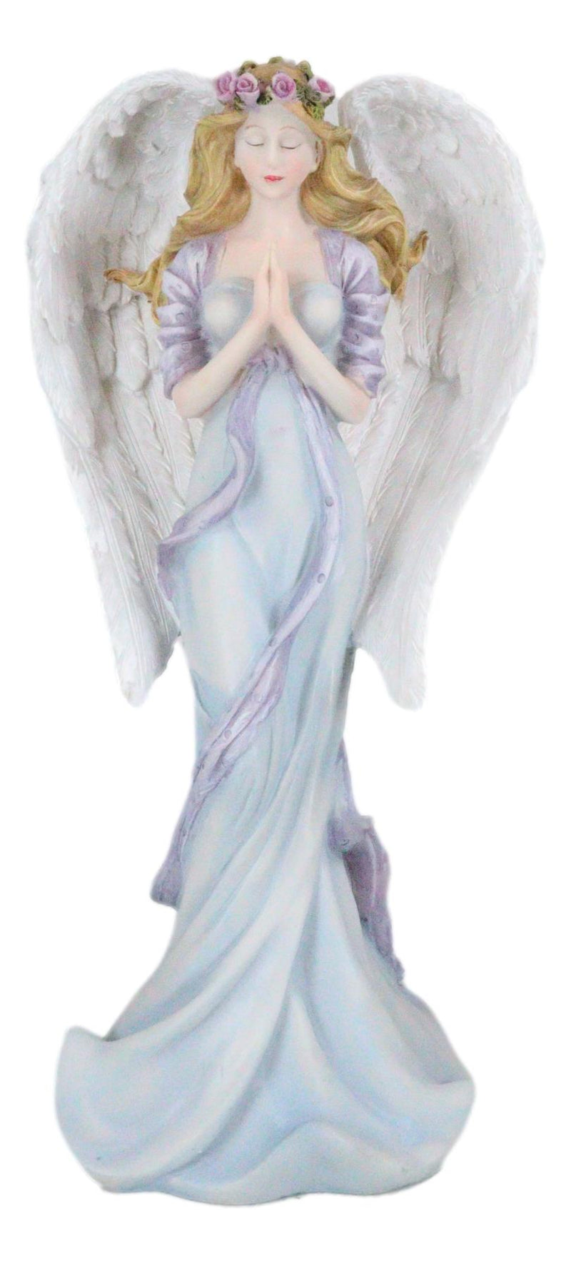 Inspirational Praying Pink Rose Angel of Serenity Sympathy And Love Figurine