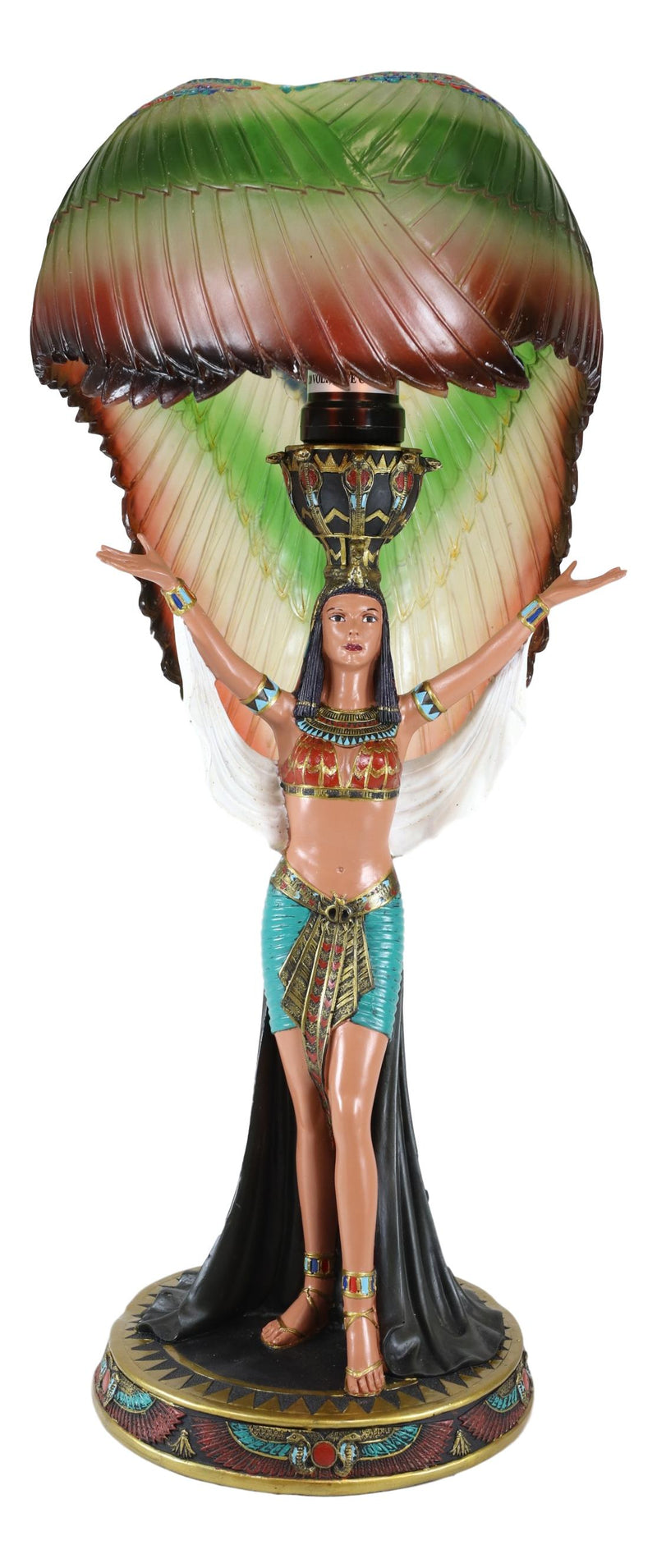 Ebros Egyptian Goddess Isis Standing W/ Open Wings Side Table Lamp  Statue 18"H