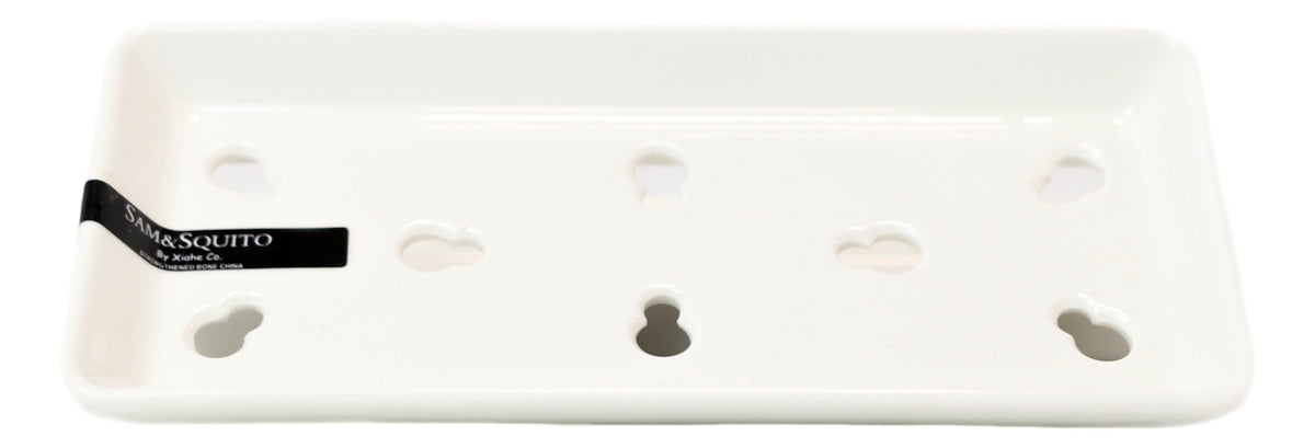 Ebros Japanese White Neta Zara Porcelain Sashimi Chef Serving Plate 2-PK For Sushi Box - Ebros Gift