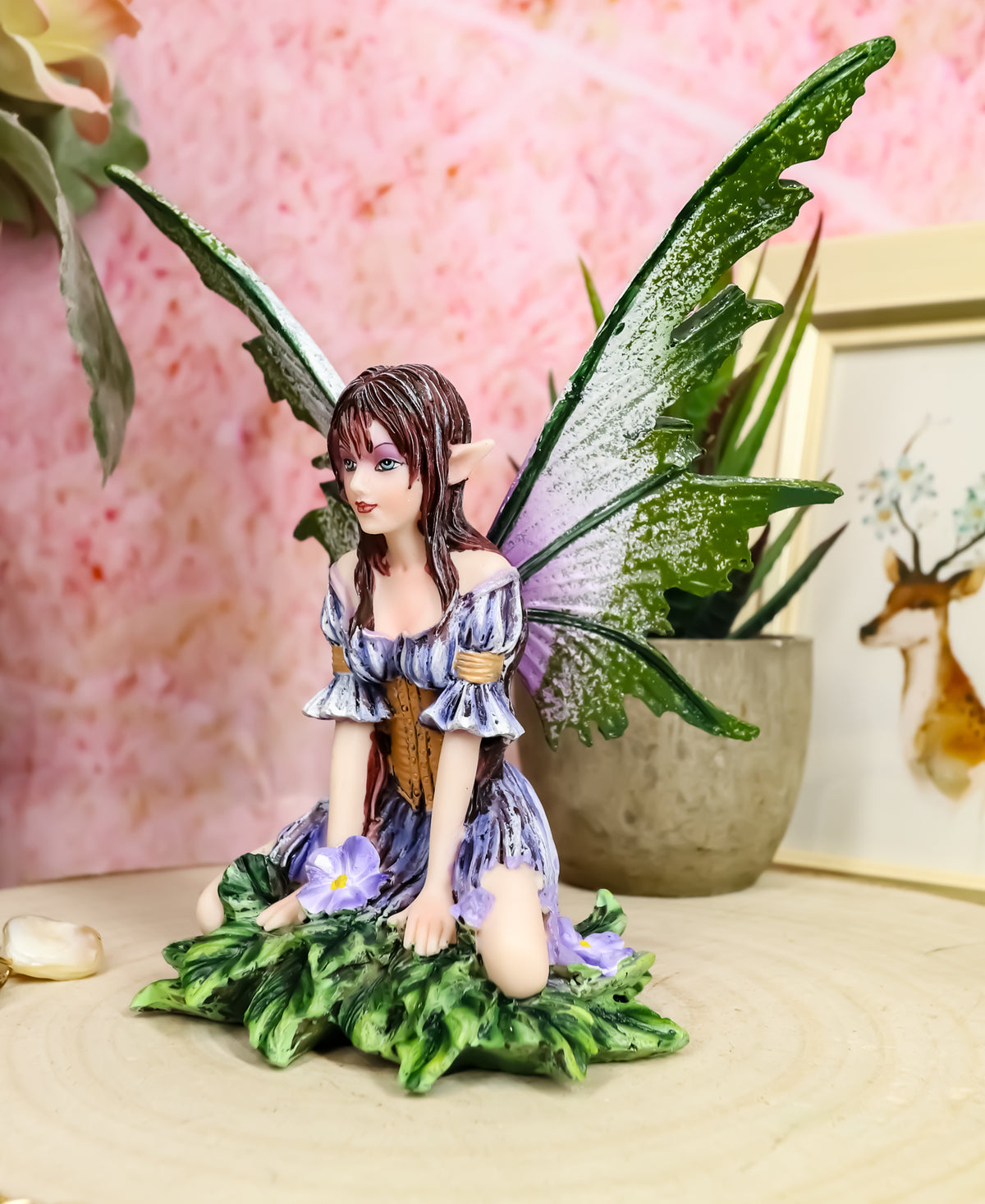 Ebros Amy Brown Whimsical "Viola" Violet Flower Garden Fairy Figurine Fae Statue