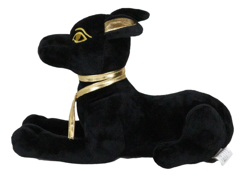 Larger Black & Gold Egyptian God Of Afterlife Sitting Anubis Dog Plush Toy