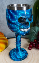 Ebros Thor Blue Lightning Thunder Bolt Rocker Skull Face Wine Goblet Chalice