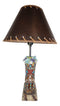Rustic Western Faux Tooled Leather Floral Succulents Cowboy Boot Table Lamp