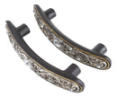 Set Of 2 Rustic Floral Filigree Scroll Silver Bling Drawer Cabinet Bar Pulls 9"L
