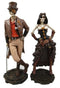 Ebros Gift Steampunk Skeleton Lady & Gentleman Couple Figurine Skeleton Detective Inspector Sculpture Set of 2