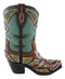 Rustic Western Cowboy Cowgirl Silver Beads Turquoise Boot Flower Vase Decor 7"H