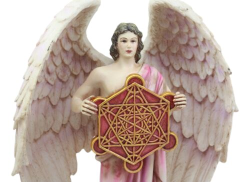 Judaism Metatron Angel Holding Sacred Flower Of Life Geometric Cube Statue Enoch