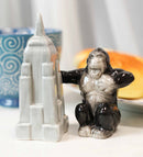 Ceramic King Kong And Empire State Building Salt And Pepper Shakers Figurine Set