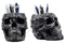 Ebros Set of 2 Tribal Tattoo Floral Skulls Stationery Pen Holder Desktop