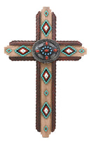 Ebros Colorful Rustic Southwestern Vector Art Wall Cross Decor Plaque 11.5" Tall Aztec Tribal Southwest Western Accent Decorative Crosses