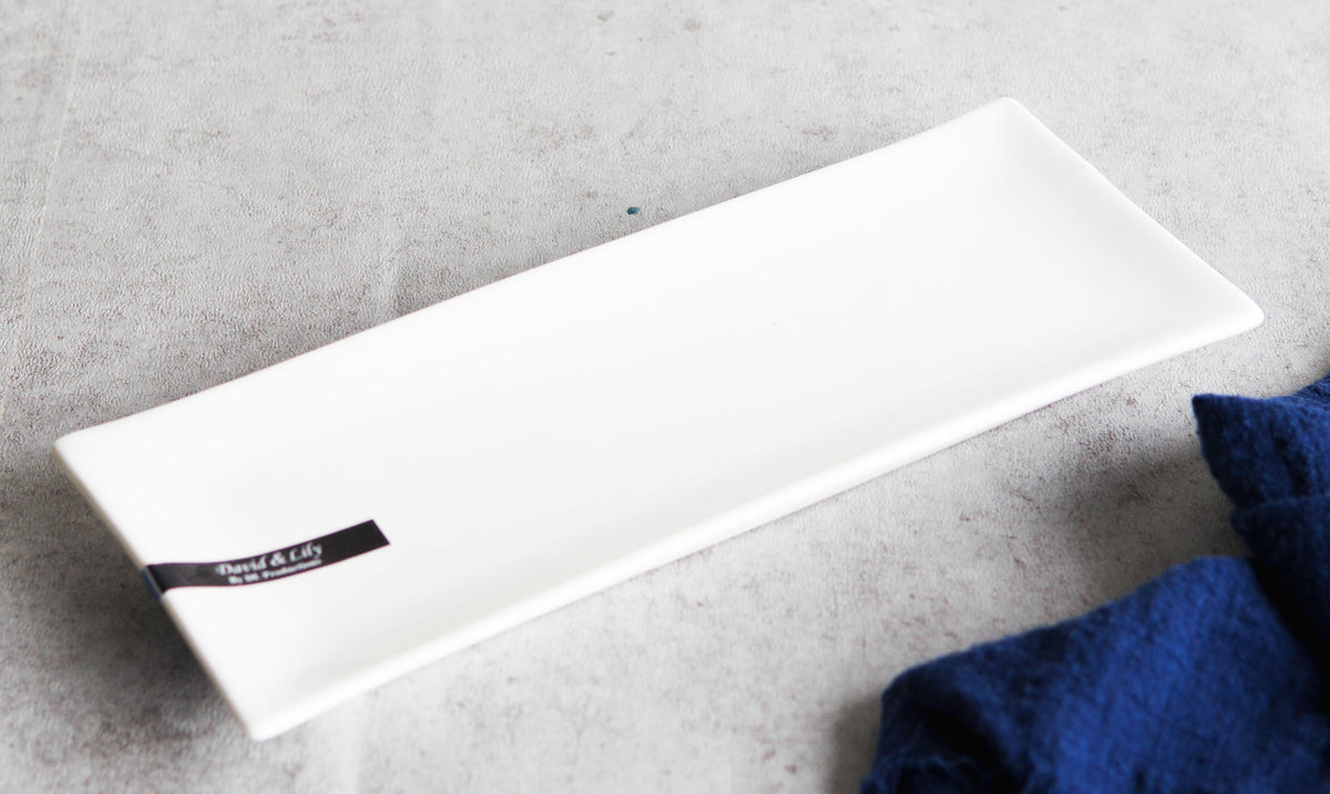 Pack Of 4 Modern White Porcelain Sushi Appetizer Dessert Platter Plates 10"L