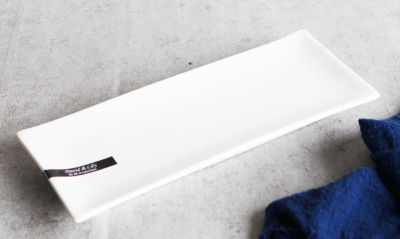 Pack Of 4 Modern White Porcelain Sushi Appetizer Dessert Platter Plates 10"L