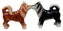 Ebros Animated Dog Siberian Huskies Salt and Pepper Shakers Ceramic Magnetic Figurine Set 4" L Pedigree Dogs Husky Breed Brown and Black Coat Kissing Collectible Figurines Kitchen Decorations - Ebros Gift