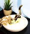 Golden Feline Cat Kitten Ceramic Ring Accessory Jewelry Holder Vanity Display