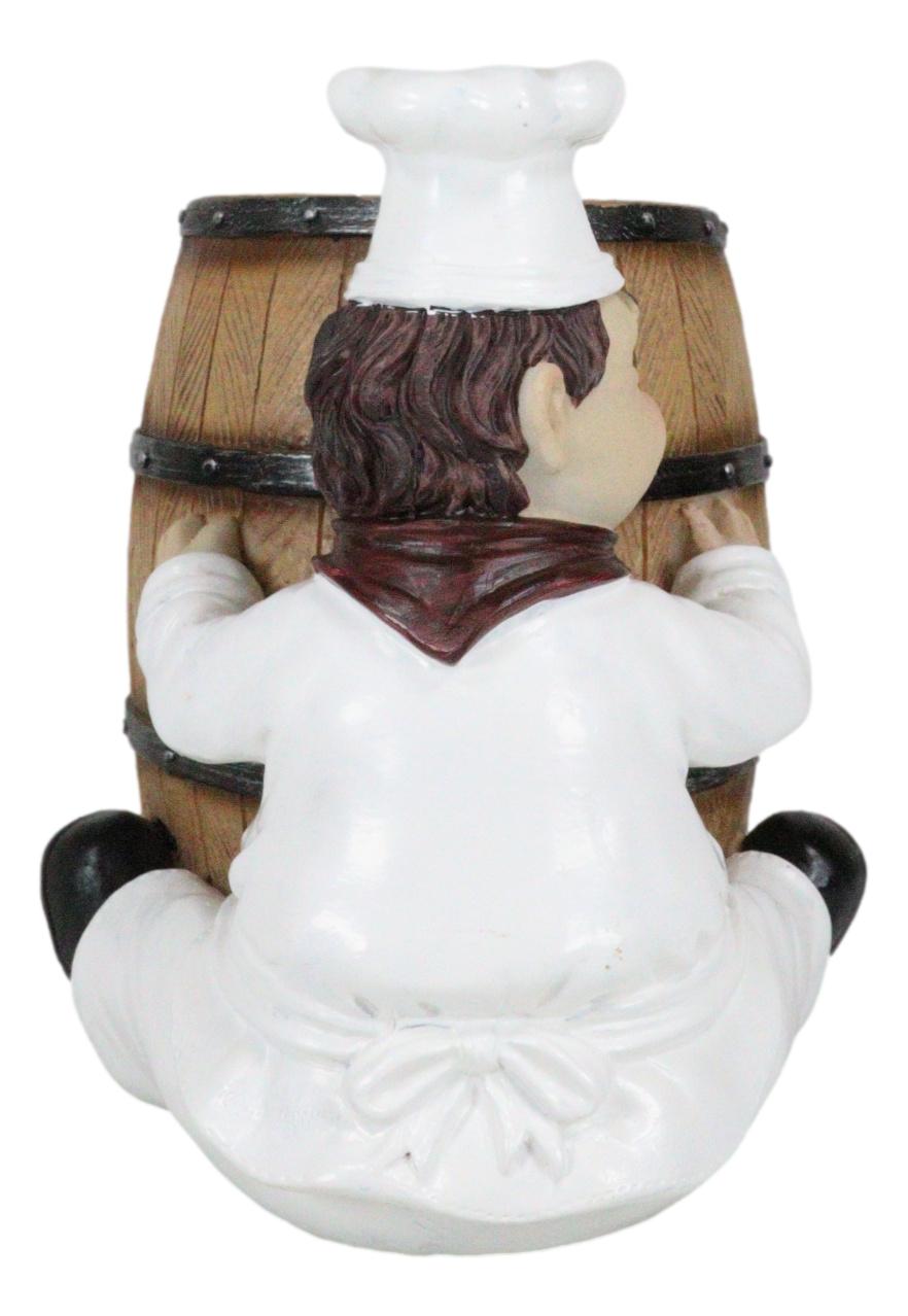 Iron Chef Jean Hugging Wooden Old Fashioned Wine Barrel Kitchen Utensil Holder