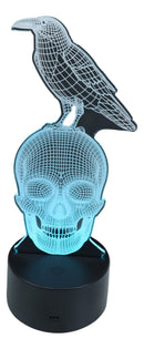 Ebros Gothic Raven On Grinning Skull Acrylic Art Panel Colorful LED Night Light