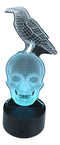Ebros Gothic Raven On Grinning Skull Acrylic Art Panel Colorful LED Night Light