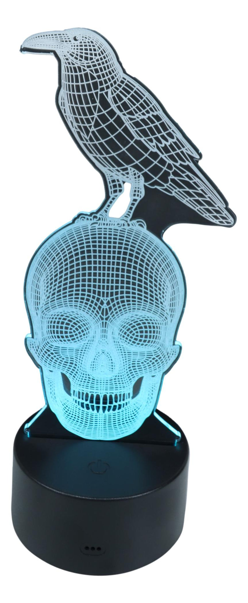Ebros Gothic Raven On Grinning Skull Acrylic Art Panel Colorful LED Night Light