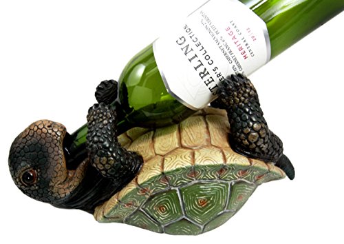 Ebros Drunken Coastal Sea Turtle Tortoise Wine Bottle Holder Caddy Fig ...