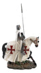 Ebros Crusader English Knight On Heavy Cavalry Horse Statue Phalanx Spear Horse