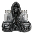 Soul Garnish Sitting Grim Reaper Skeleton Salt and Pepper Shakers Holder Set