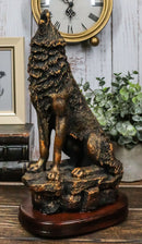 Ebros Howling Wolf Statue 10.5" Tall Alpha Wolf Pack Figurine in Faux Bronze