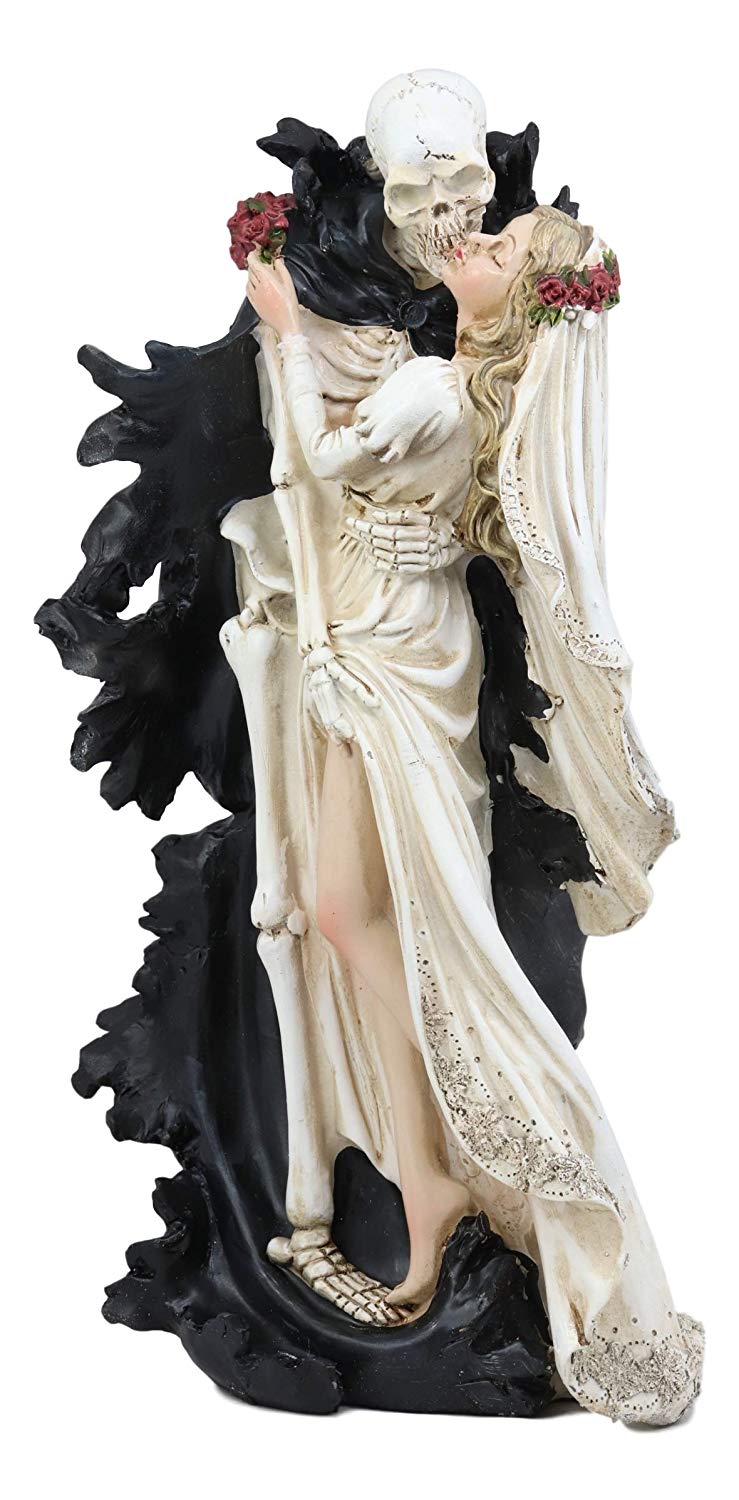 Ebros Wedding Bride and Death Grim Reaper Skeleton The Kiss Figurine 14.25"H