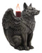 Ebros Sitting Gothic Angel Winged Wolf Candle Holder Statue Denizen Of The Twilight Werewolves Direwolf Fantasy Decor Sculpture For Halloween Underworld Macabre Mystic Decorative Candleholder Figurine