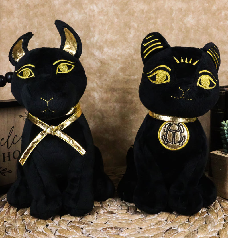 Egyptian Gods Anubis Jackal Dog And Bastet Cat Plush Toys Set Of 2 Stuffed Dolls