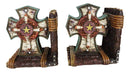 Rustic Western Star Turquoise Birchwood Birch Tree Cross Decorative Bookends Set