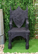 48" Tall Life Sized Fantasy Dragon Coat of Arms Heraldry Crest Throne Chair - Ebros Gift