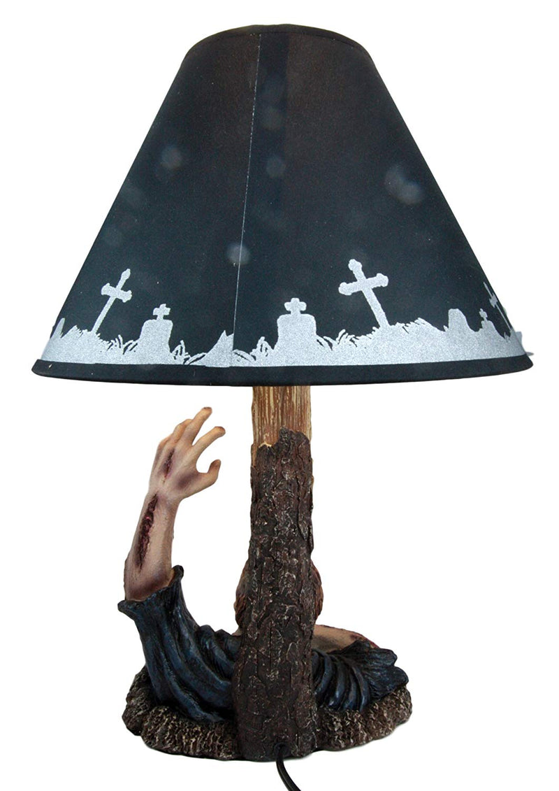 Ebros Gift Zombie Rising from The Grave Desktop Table Lamp Statue Decor with Shade 20"H